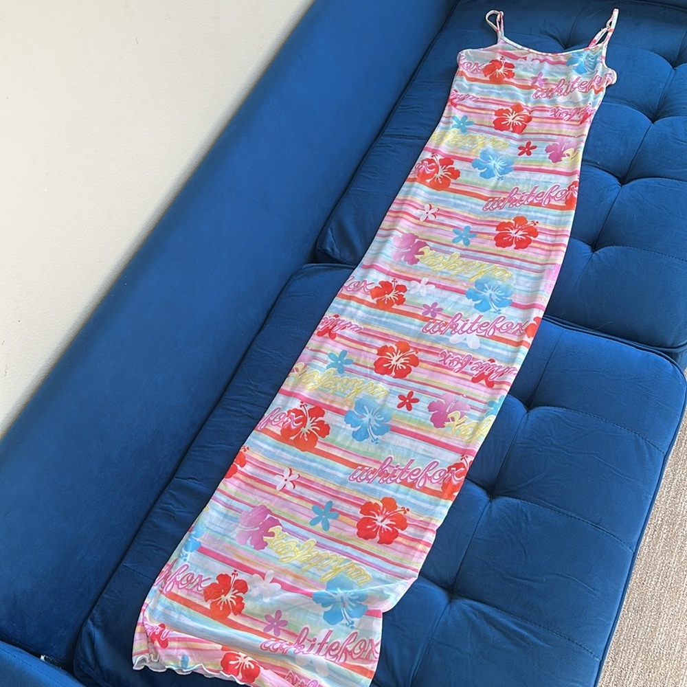 White Fox Colorful Barbie Core Floral Beach Cover Up Dress